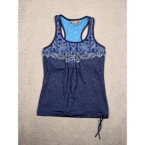 Athleta Womens Athletic Swim Halter Tank Top Small S‎ Navy Blue Floral